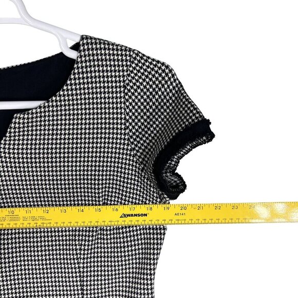 Talbots Womens 10 Black White Houndstooth Sheath Dress Short Sleeves Old Money - Picture 10 of 16